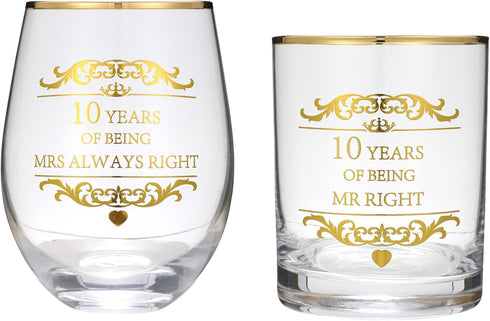 Engraved with 10 Years of Mrs Always Right Whiskey Glass